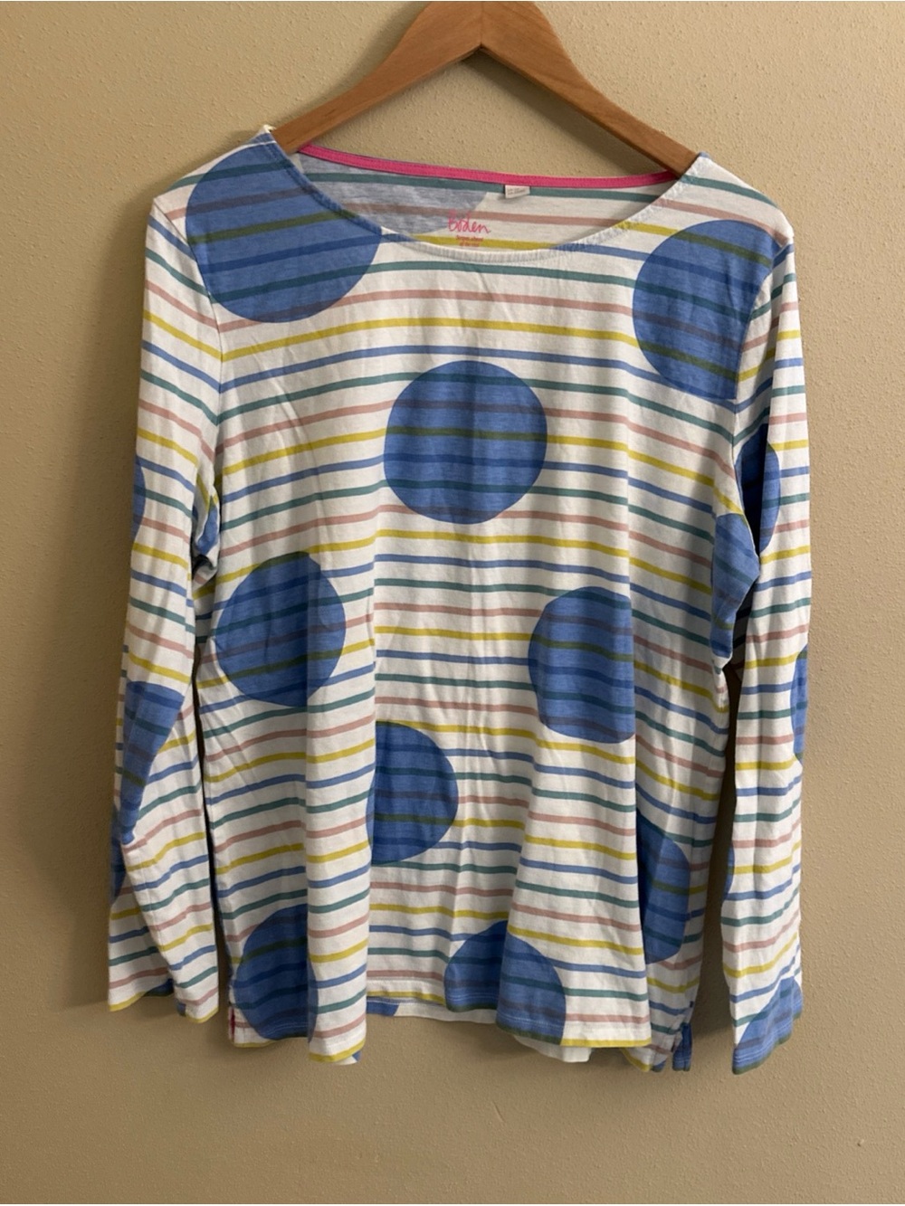 Boden US Size 20 (UK 22) Pink White Stripes Nautical Long Sleeve Top T-shirt